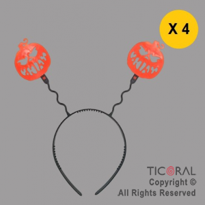 VINCHA RESORTE CALABAZA HALLOWEEN x 4